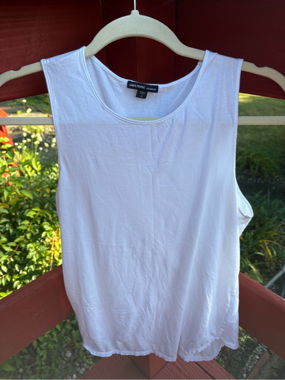 James Perse Los Angeles White Tank Top Size 2 Made in Japan Minimalist